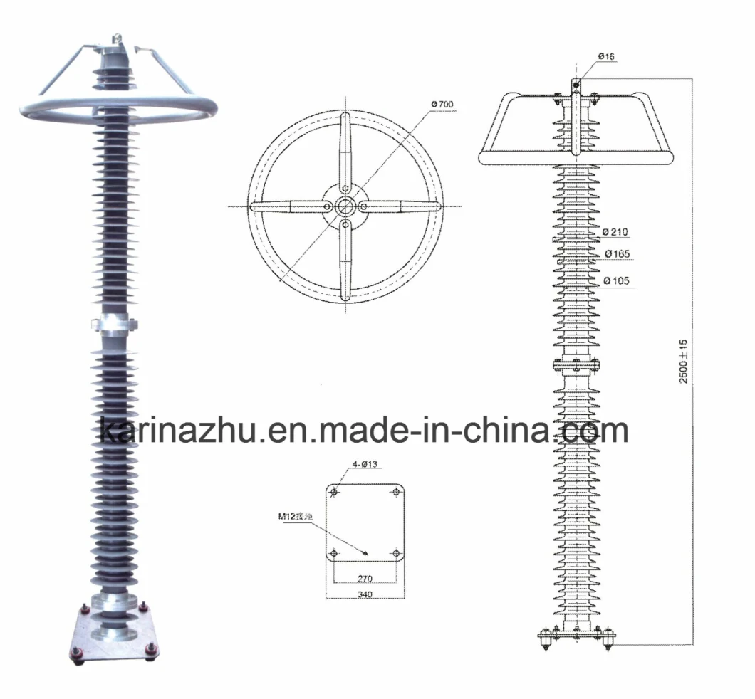 220kv 216kv High Voltage Porcelain Surge Lightning Arrester