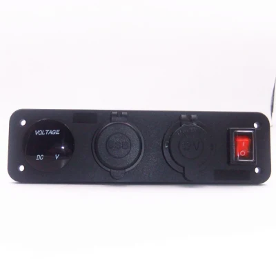 Misuratore di tensione per presa da pannello impermeabile Interruttore a bilanciere per caricatore doppio USB per luce LED per motocicletta marina per auto