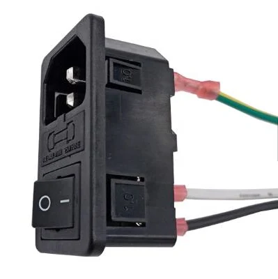 Presa maschio 10A 250V Modulo di ingresso Spina 1.6A 2A 5A 10A Interruttore fusibile con terminali a crimpare a forcella di cablaggio AWG